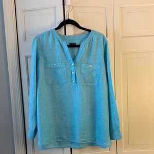 Talbots Aqua Tunic Popover with Patch Pockets